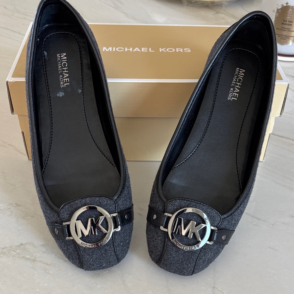 Michael Kors Women's Charcoal Loafers with Silver Accent